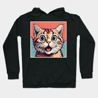 Shocked Cat Cartoon Vintage Cartoon Cat Crazy Hoodie